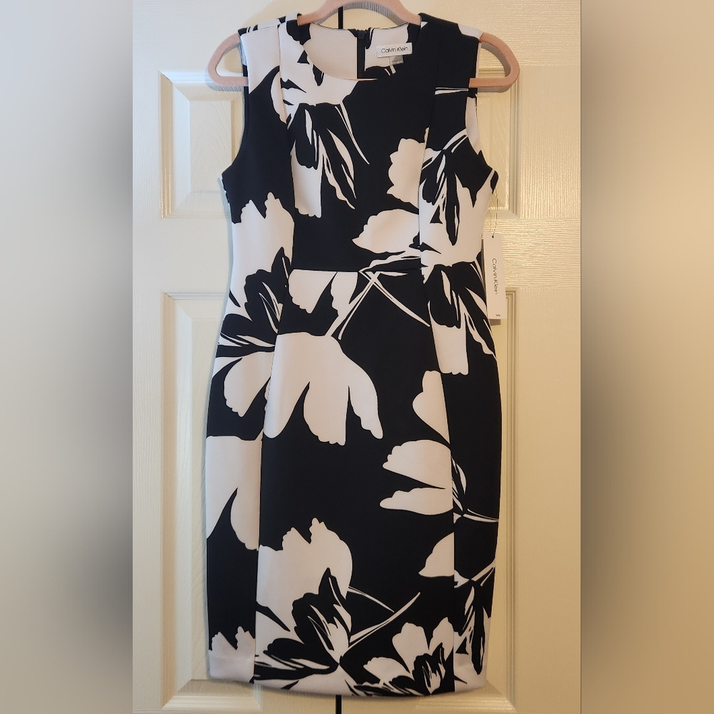Calvin Klein Black and White Floral Dress